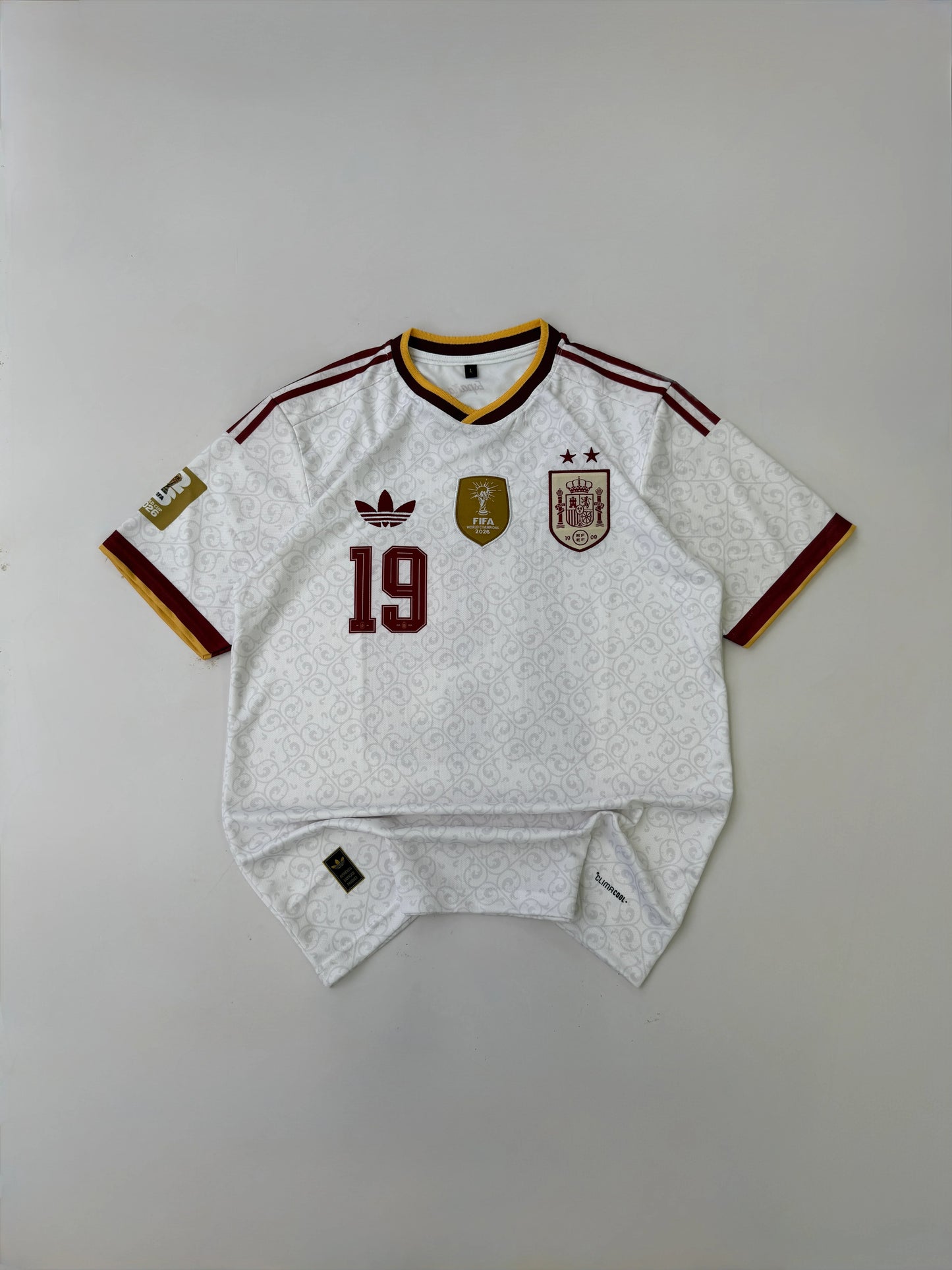 TWO STAR LAMINE YAMAL 19 SPAIN 2026 WORLD CUP AWAY CHAMPIONS KIT EMBROIDERY