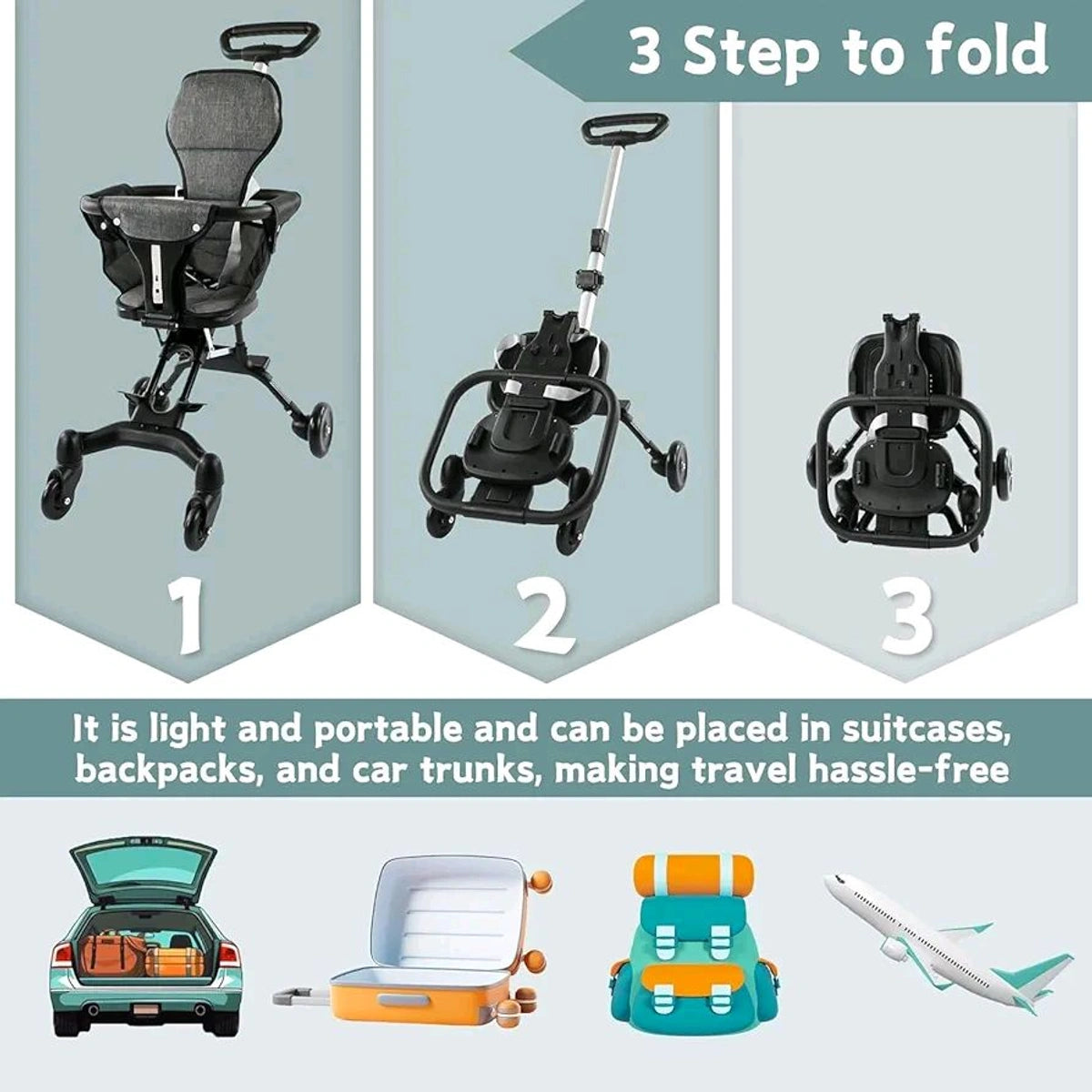 Lightweight Baby Travel Stroller | Portable Foldable Toddler Stroller for Airplane & Daily Use